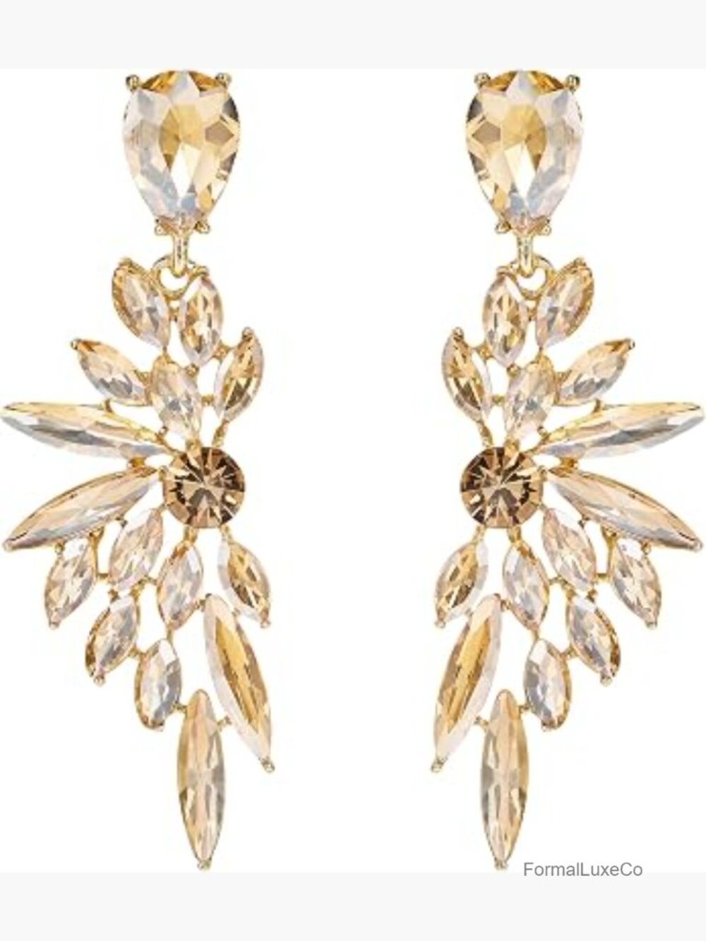 Wedding Bridal Crystal Teardrop Multi Marquise Cluster Bling Dangle Earrings